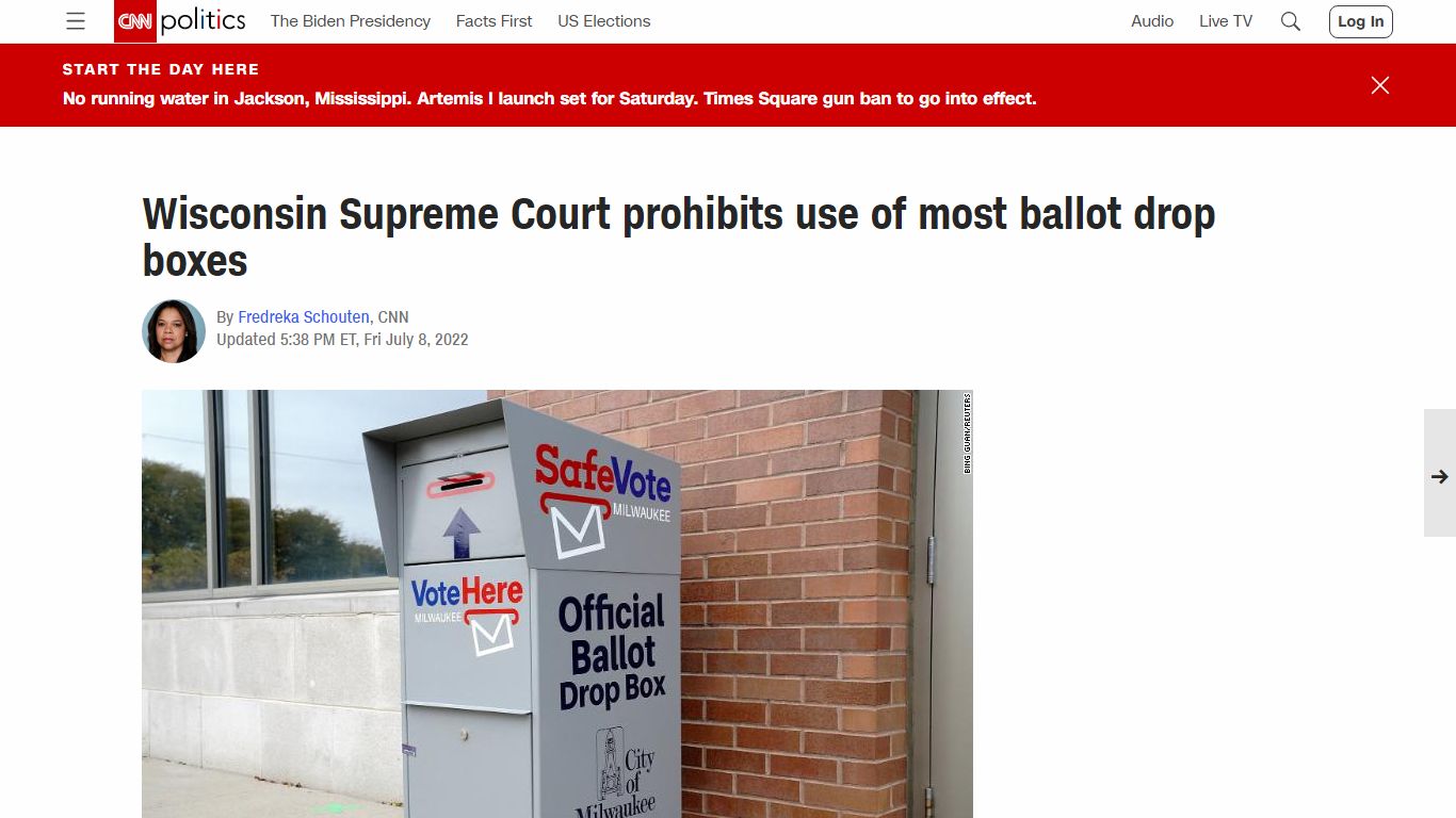 Wisconsin Supreme Court prohibits use of most ballot drop boxes